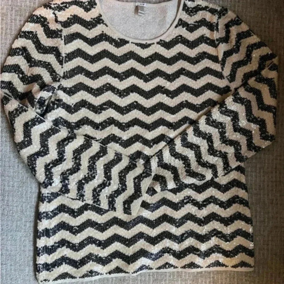 J.Crew black and cream striped sequin dress M - Picture 1 of 5